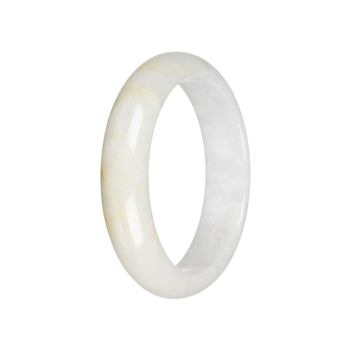 Real White Jade Bangle Bracelet - 59mm Half Moon