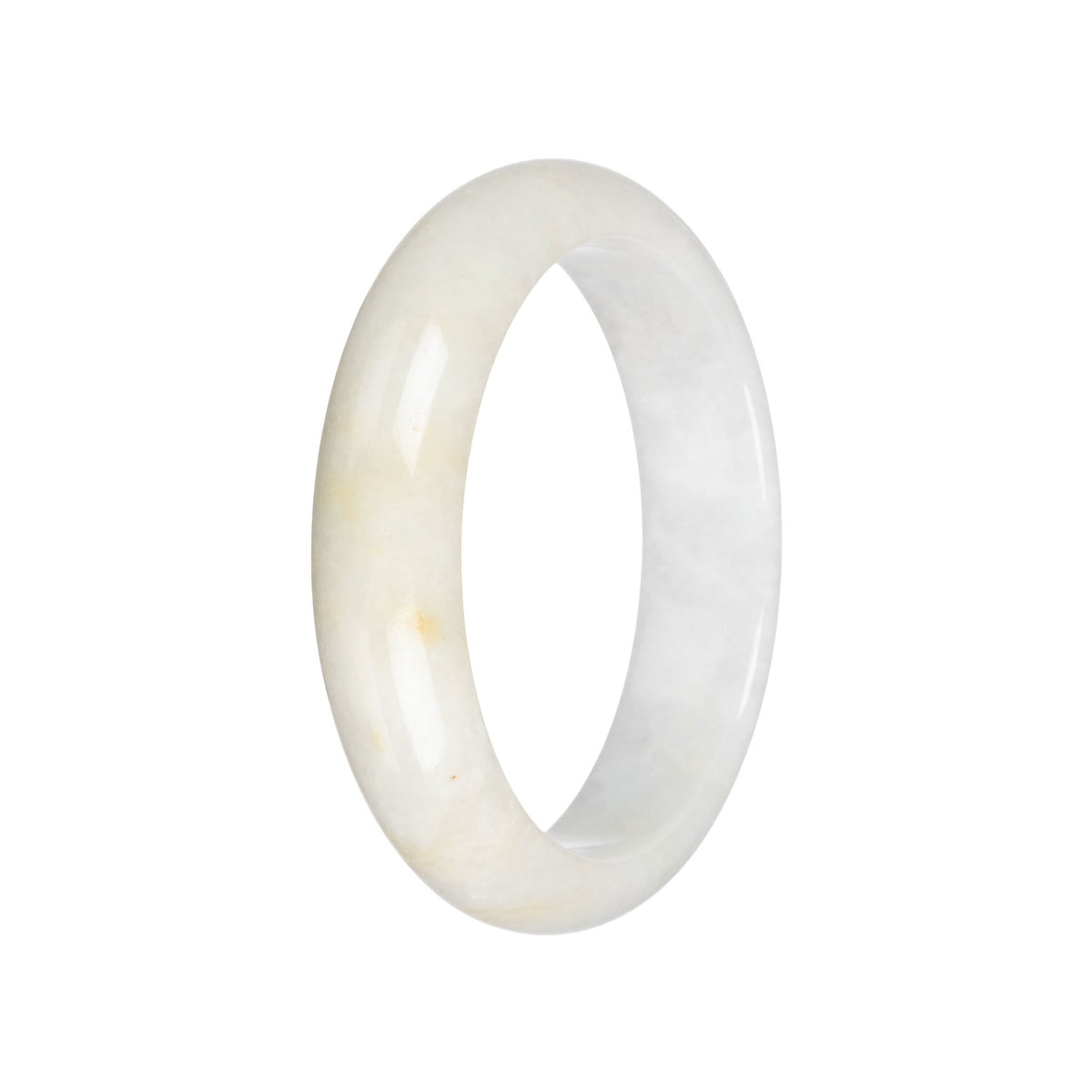 Real White Jade Bangle Bracelet - 59mm Half Moon