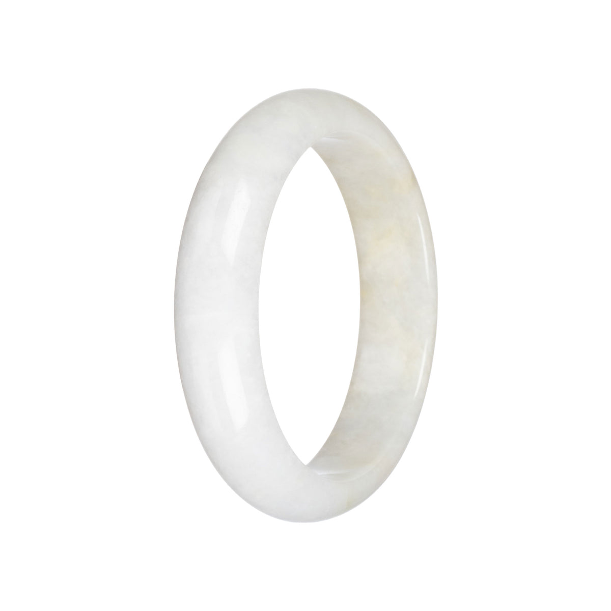 Real White Jade Bangle Bracelet - 59mm Half Moon