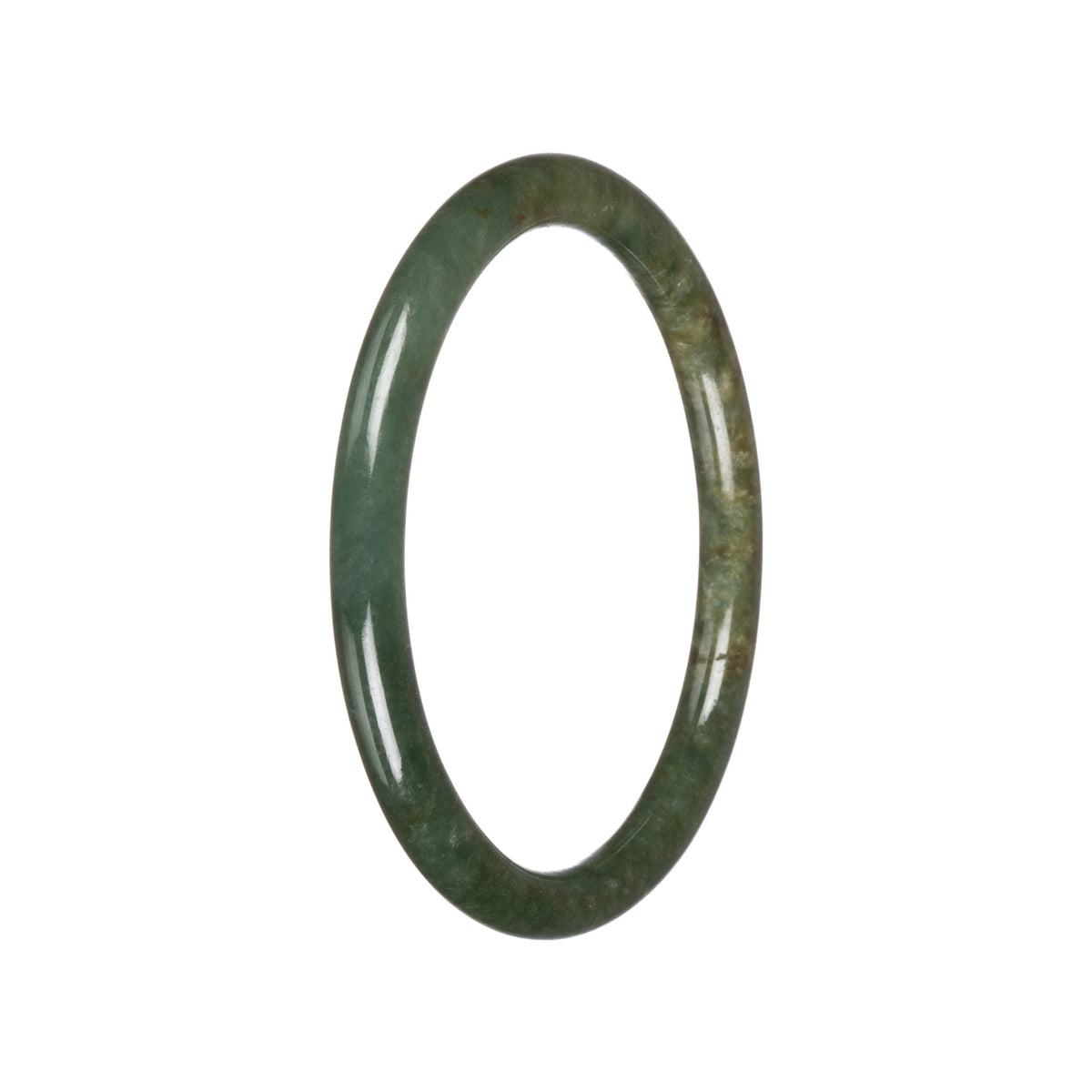 Untreated Green Jade Bangle - 61mm Petite Round