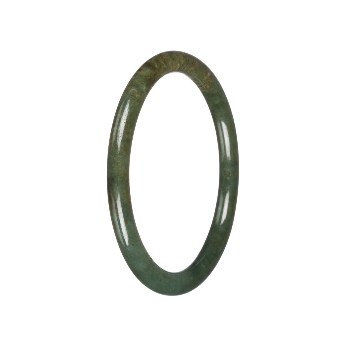 Untreated Green Jade Bangle - 61mm Petite Round