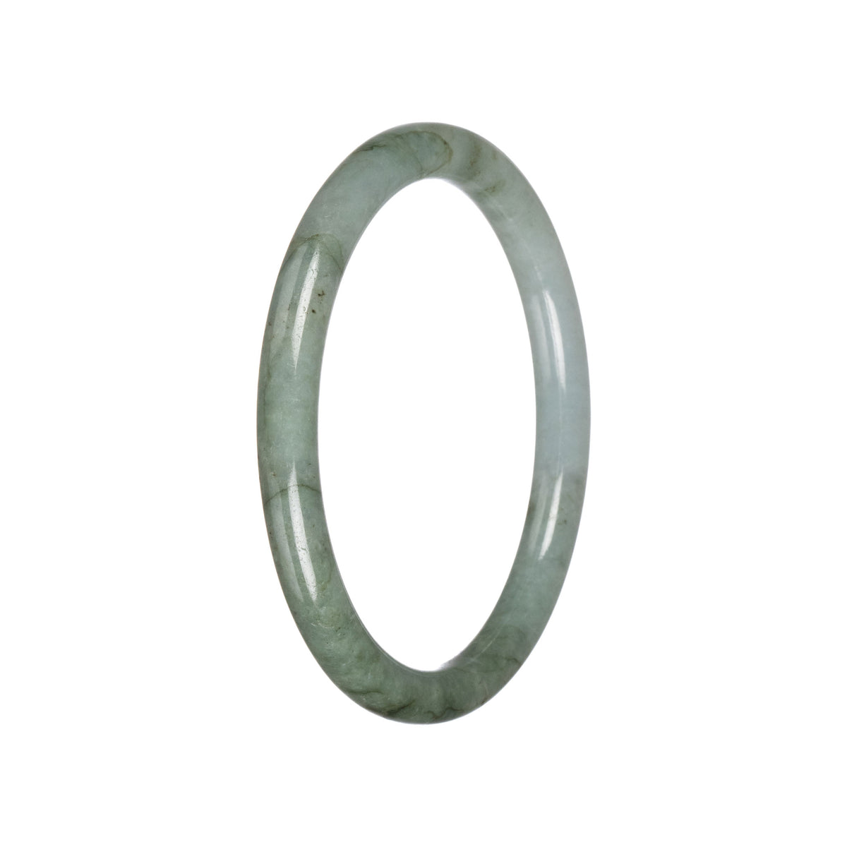 Real Pale Green Burmese Jade Bangle Bracelet - 61mm Petite Round