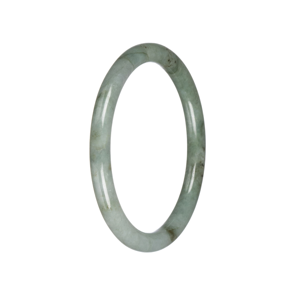 Real Pale Green Burmese Jade Bangle Bracelet - 61mm Petite Round