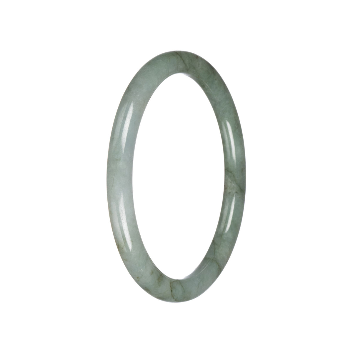 Real Pale Green Burmese Jade Bangle Bracelet - 61mm Petite Round