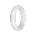 Genuine White with Green Traditional Jade Bangle Bracelet - 58mm Half Moon