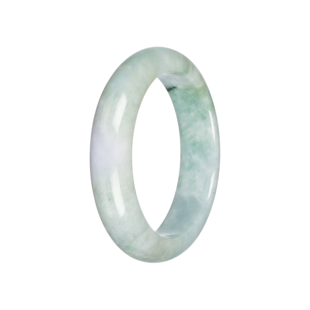 Real Light Green with Light Lavender Jadeite Bangle - 57mm Half Moon