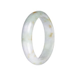 Grade A Pale Green with Pale Lavender Burmese Jade Bangle - 60mm Half Moon