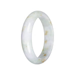 Grade A Pale Green with Pale Lavender Burmese Jade Bangle - 60mm Half Moon