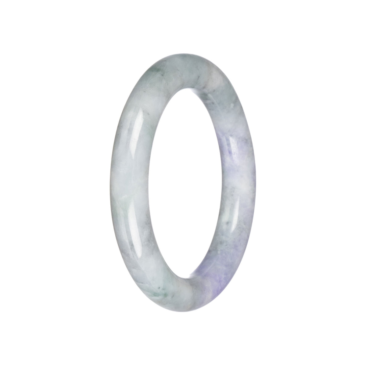 Natural Pale Green with Lavender Burma Jade Bangle - 55mm Round