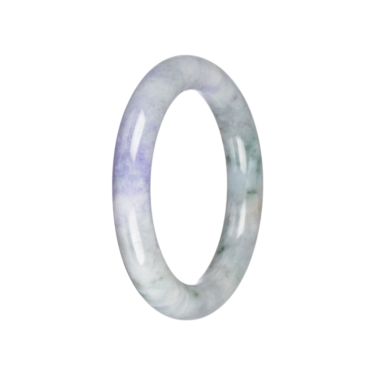 Natural Pale Green with Lavender Burma Jade Bangle - 55mm Round