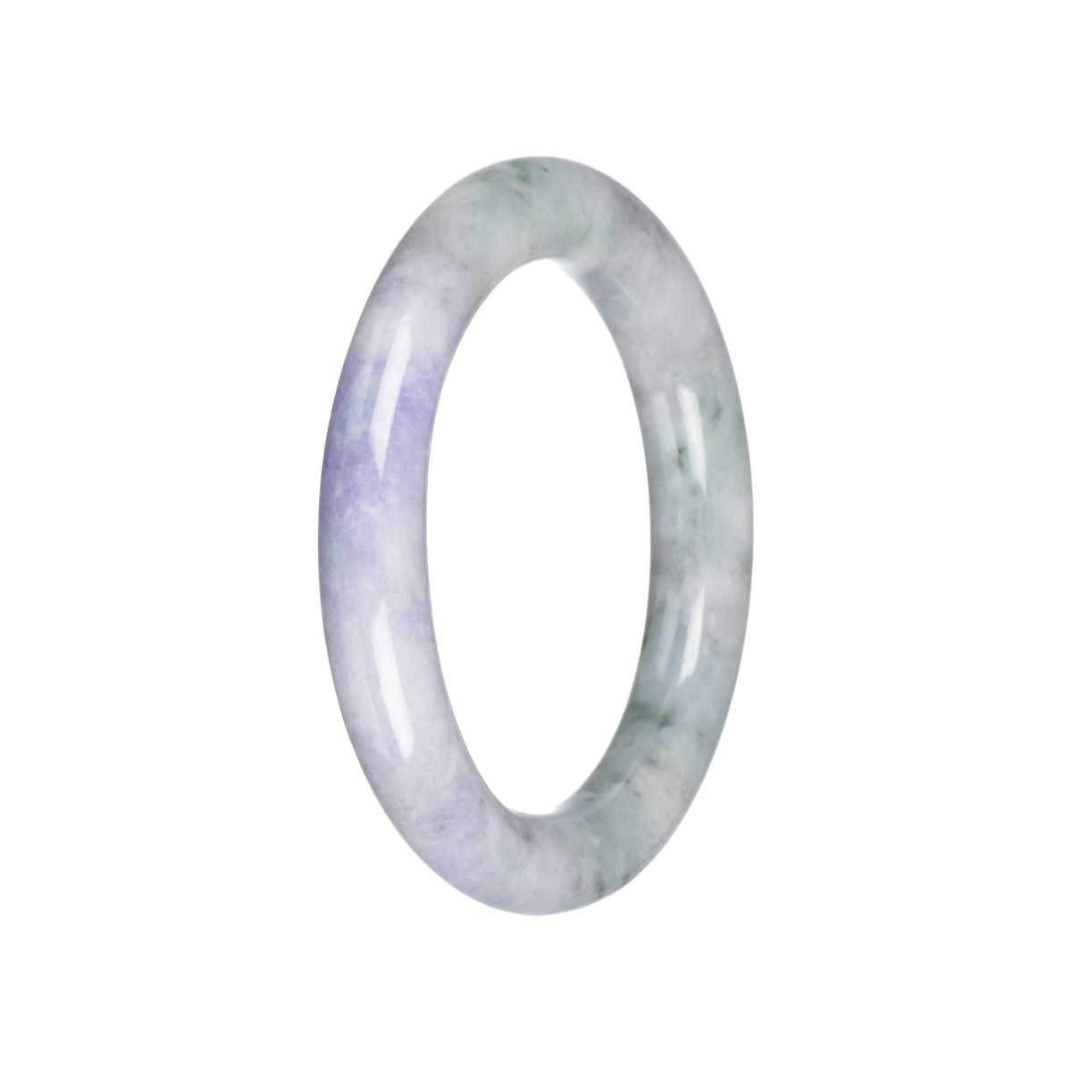 Natural Pale Green with Lavender Burma Jade Bangle - 55mm Round