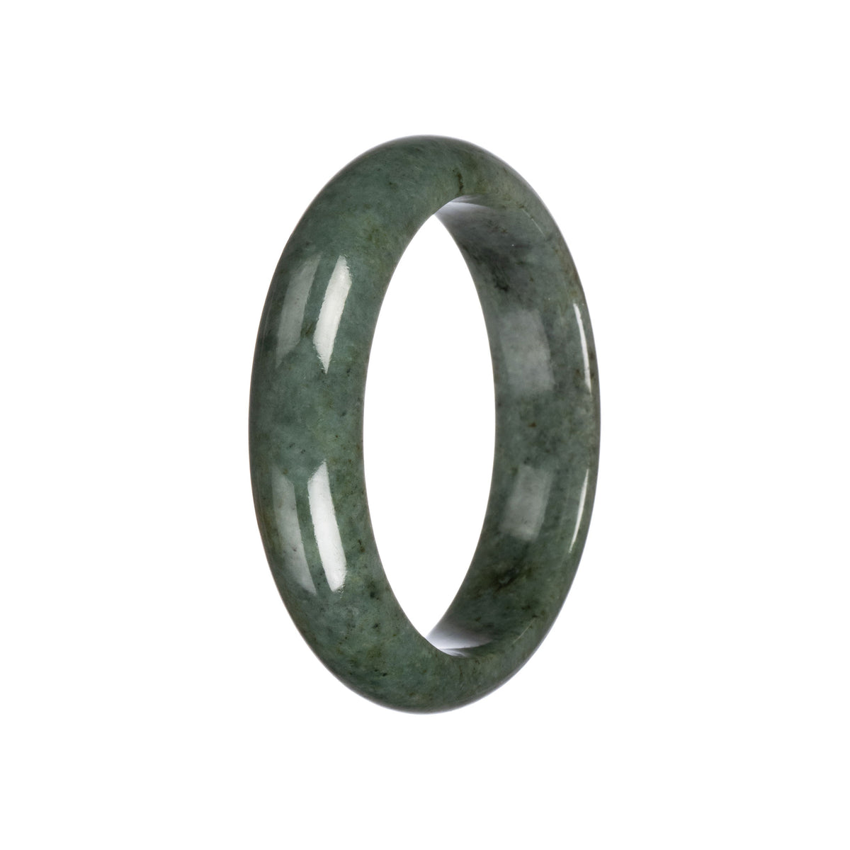 Grade A Deep Green Jadeite Bangle - 57mm Half Moon