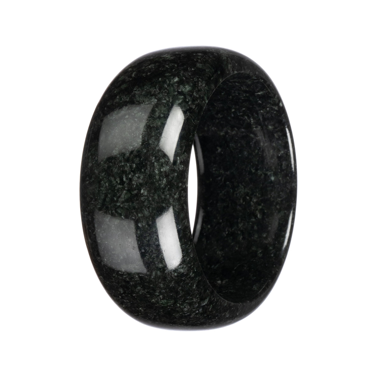 Authentic Black Burma Jade Bangle - 62mm Half Moon