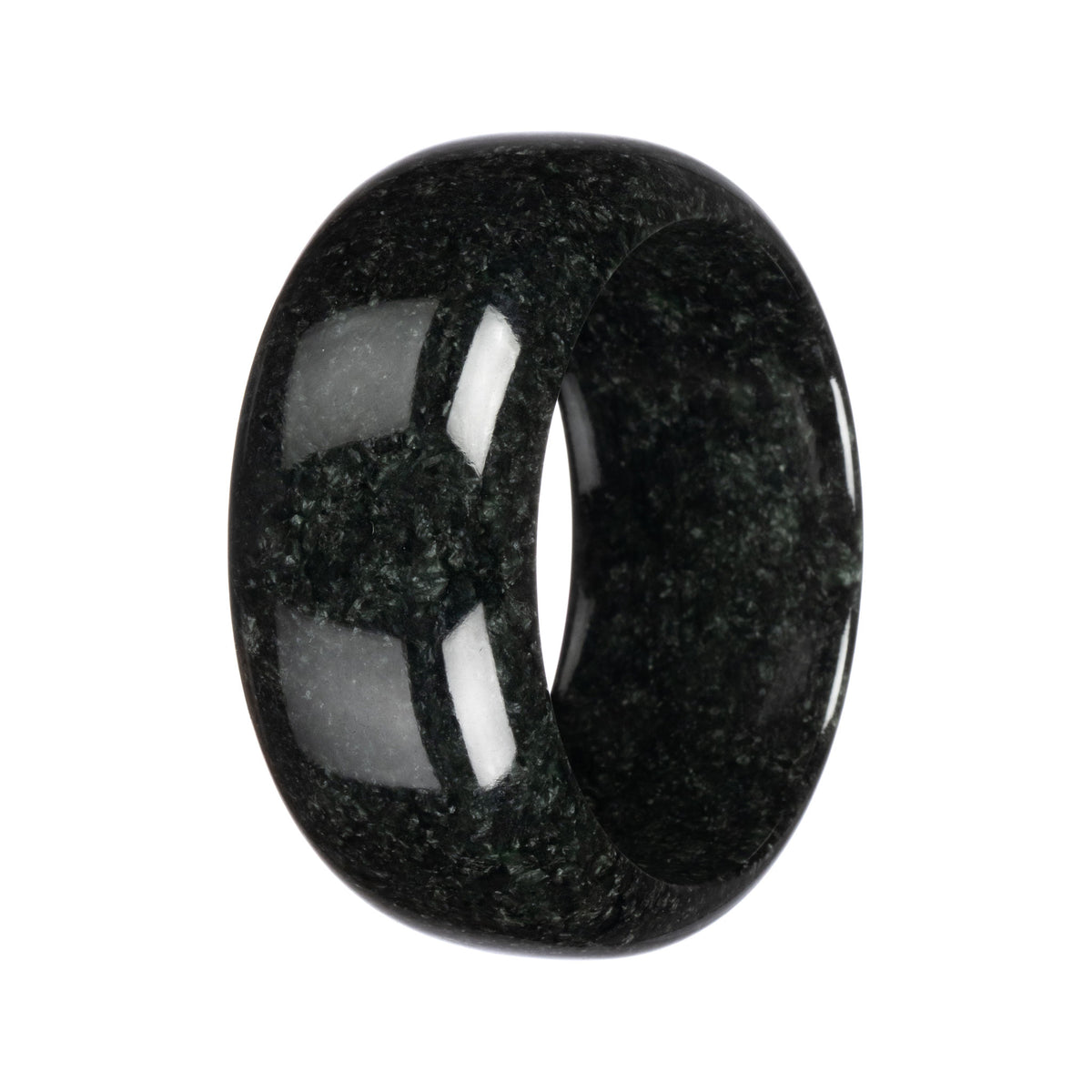 Authentic Black Burma Jade Bangle - 62mm Half Moon