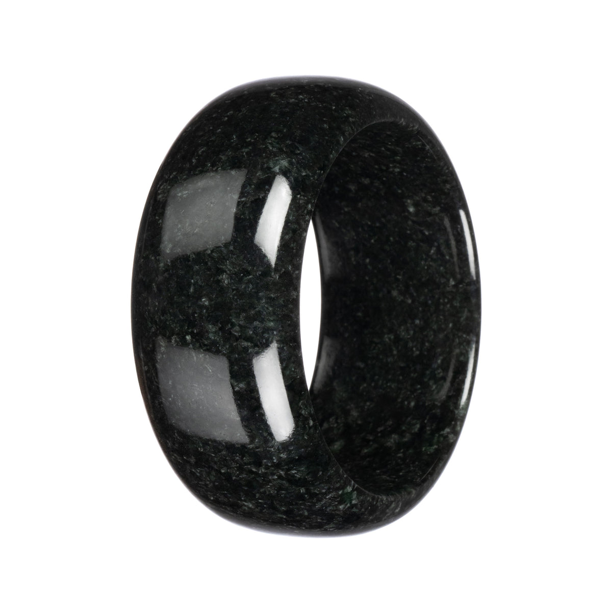 Authentic Black Burma Jade Bangle - 62mm Half Moon