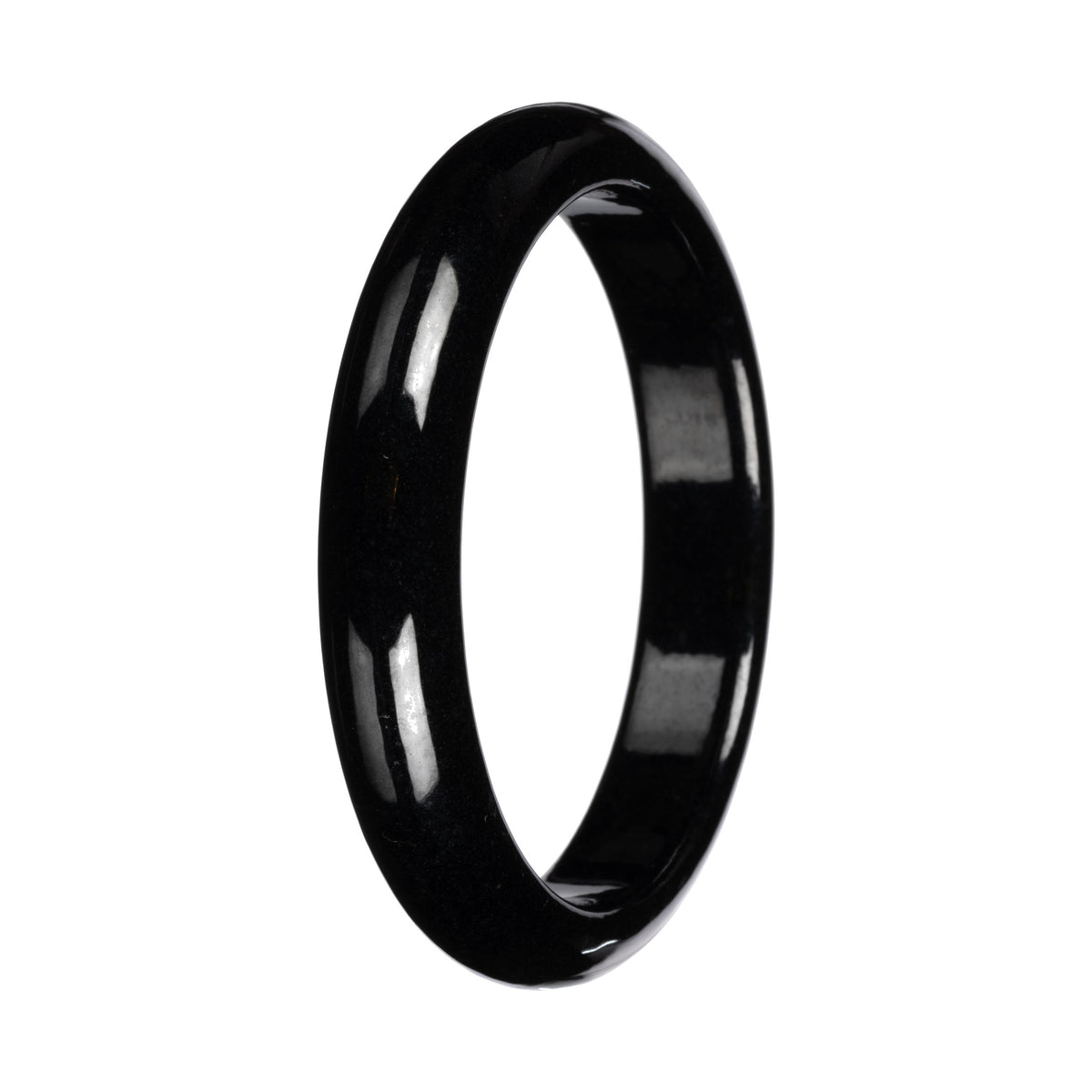 Black Jade Bangle Bracelet – 'The Midnight' Half Moon (54mm–61mm)