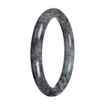 Natural Jadeite Petite Round Bangle Bracelet - 'Calligraphy Ink' (57mm - 59mm)