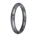 Natural Jadeite Petite Round Bangle Bracelet - 'Calligraphy Ink' (57mm - 59mm)