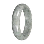 Authentic Burmese Wide Jadeite Bangle - 'Silver Monsoon' - Half Moon (59mm - 63mm)