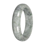 Authentic Burmese Wide Jadeite Bangle - 'Silver Monsoon' - Half Moon (59mm - 63mm)
