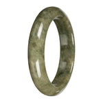 Natural Burmese Olive Jadeite Bangle - 'Sage Rain' - Half Moon (59mm)