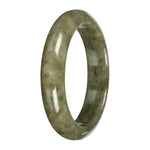 Natural Burmese Olive Jadeite Bangle - 'Sage Rain' - Half Moon (59mm)