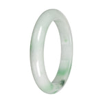 Natural White with Apple Green Patches and Green Pattern Jadeite Bangle - 59mm Half Moon