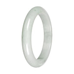 Real White with Green Patches Jade Bangle - 59mm Half Moon