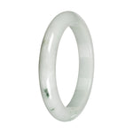 Real White with Green Patches Jade Bangle - 59mm Half Moon