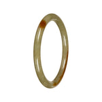 Untreated Olive Green with Brownish Yellow Patches Burma Jade Bangle Bracelet - 53mm Petite Round