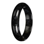 Natural Black with Dark Gray Pattern Jadeite Bangle - 63mm Half Moon