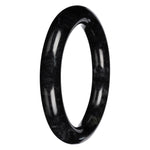 Grade A Black with Dark Gray Pattern Burma Jade Bangle Bracelet - 60mm Round
