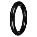 Grade A Black with Dark Gray Pattern Burma Jade Bangle Bracelet - 60mm Round
