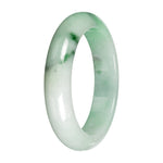 Untreated Pale Green with Apple Green and Green Pattern Burma Jade Bangle Bracelet - 57mm Half Moon
