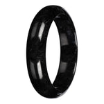 Natural Black with Dark Gray Pattern Burmese Jade Bangle Bracelet - 63mm Half Moon