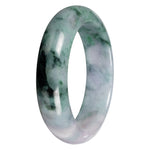 Grade A Gray with Green Pattern Jade Bangle - 62mm Half Moon