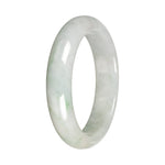 Grade A White with Apple Green Patch Traditional Jade Bangle Bracelet - 55mm Half Moon