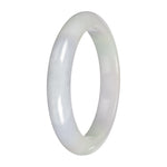Untreated White with Pale Green Patches Jadeite Jade Bangle Bracelet - 58mm Half Moon