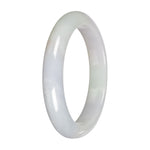 Untreated White with Pale Green Patches Jadeite Jade Bangle Bracelet - 58mm Half Moon