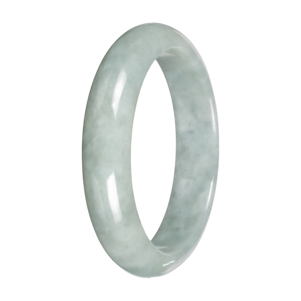 Real Light Green Jadeite Bangle Bracelet - 58mm Half Moon