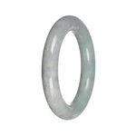 Authentic Gray with Light Green Section Burma Jade Bangle - 51mm Round