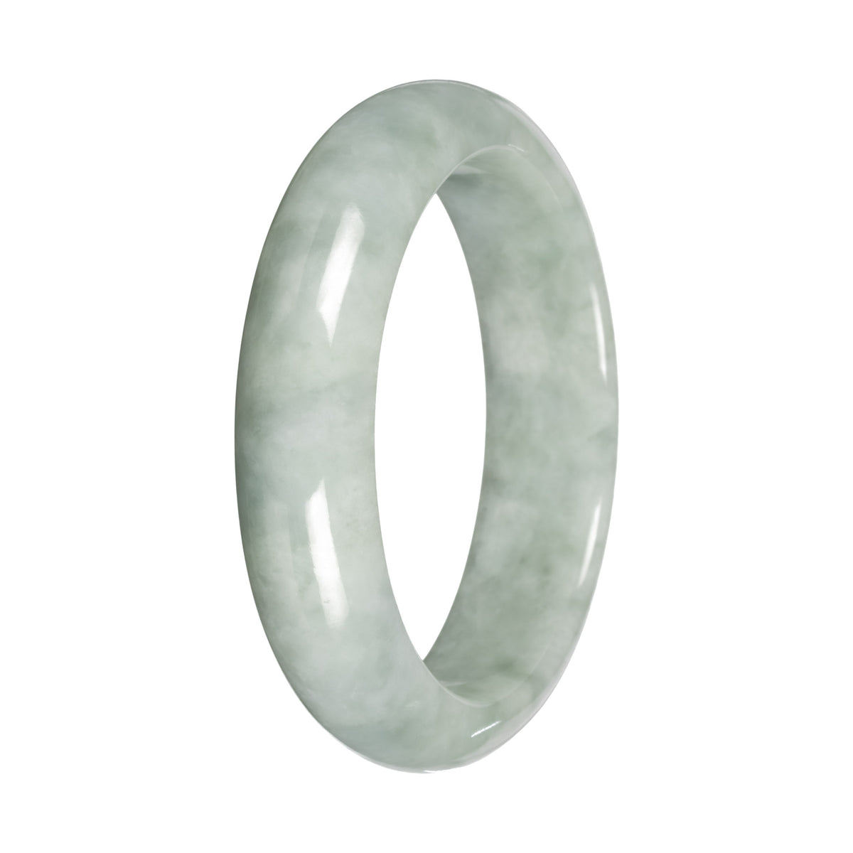 Authentic Light Green Burmese Jade Bangle Bracelet - 55mm Half Moon