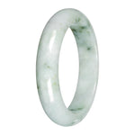 Grade A Light Green with Deep Green Patches Jadeite Bangle - 58mm Half Moon