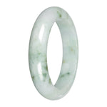 Grade A Light Green with Deep Green Patches Jadeite Bangle - 58mm Half Moon