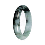 Real Light Green with Deep Green Pattern Burmese Jade Bangle Bracelet - 54mm Half Moon