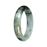 Untreated Light Green with Deep Green and Olive Green Pattern Jade Bangle Bracelet - 53mm Half Moon