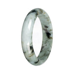 Untreated Light Green with Deep Green and Olive Green Pattern Traditional Jade Bangle - 55mm Half Moon