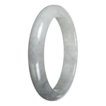 Genuine White with Light Gray Section Burma Jade Bangle - 63mm Half Moon