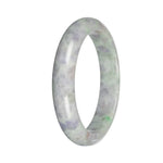 Natural Light Green and Lavender Pattern Burma Jade Bangle Bracelet - 59mm Half Moon