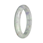Natural Light Green and Lavender Pattern Burma Jade Bangle Bracelet - 59mm Half Moon